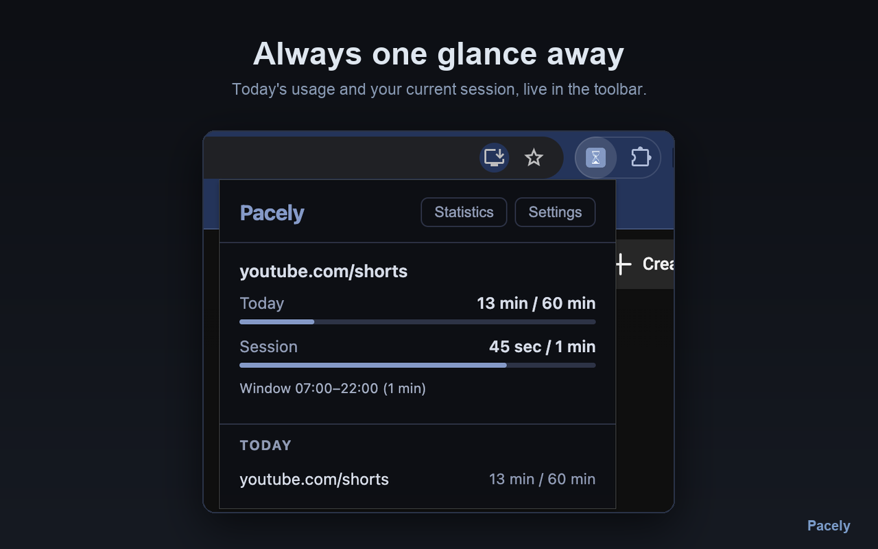 Pacely toolbar popup